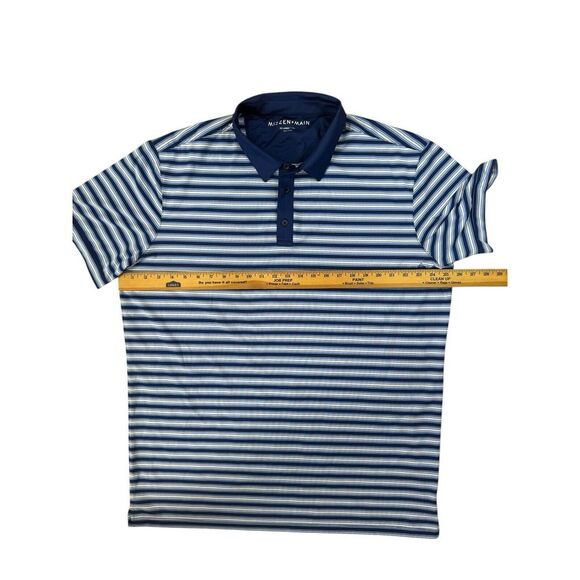 Mizzen Main Shirt Mens 2XL Trim Blue‎ Stripe Performance Polo - Picture 2 of 5